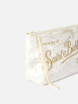 White chenille pochette Aline with logo embroidery