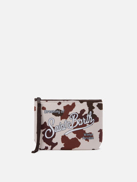 Pochette Aline effetto lana a con stampa muccata