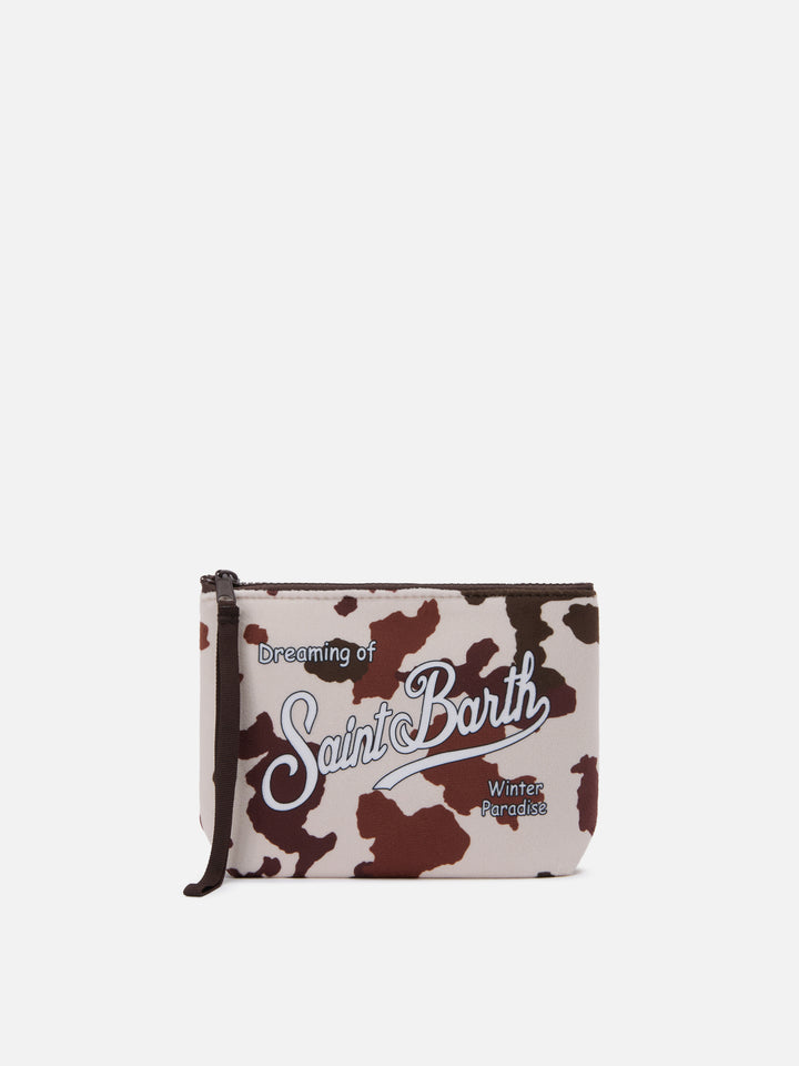 Pochette Aline effetto lana a con stampa muccata