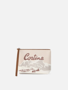 Pochette Aline beige con stampa Cortina