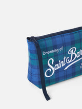 Wooly pochette Aline with blue tartan print