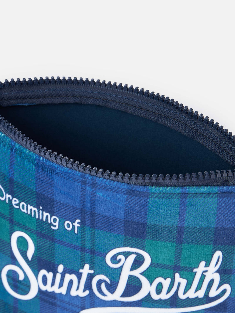 Wooly pochette Aline with blue tartan print