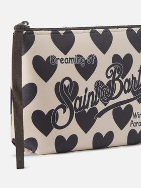 Pochette Aline beige con stampa cuori