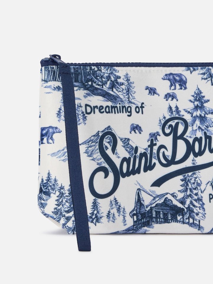 Aline pochette blanc cassé avec imprimé toile de jouy winterland 