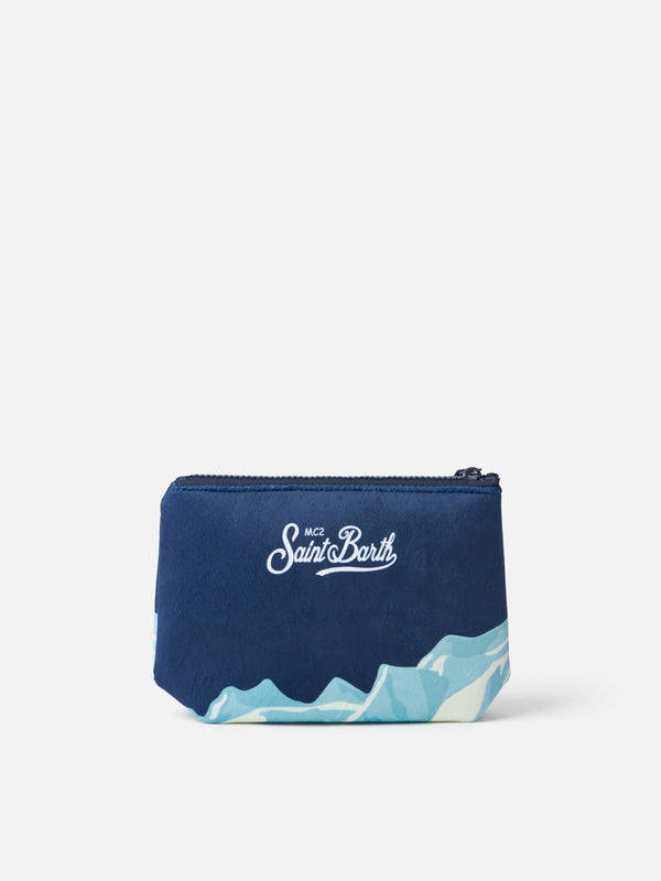 Wooly pochette Aline with Cortina postcard print