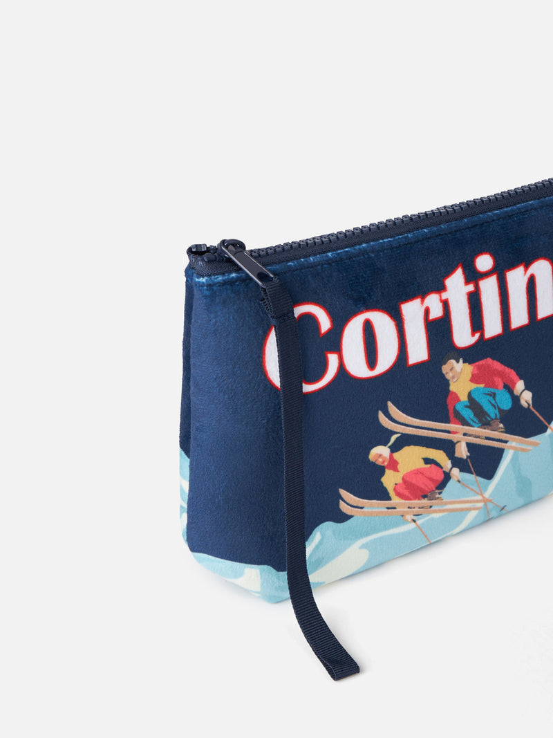 Wooly pochette Aline with Cortina postcard print