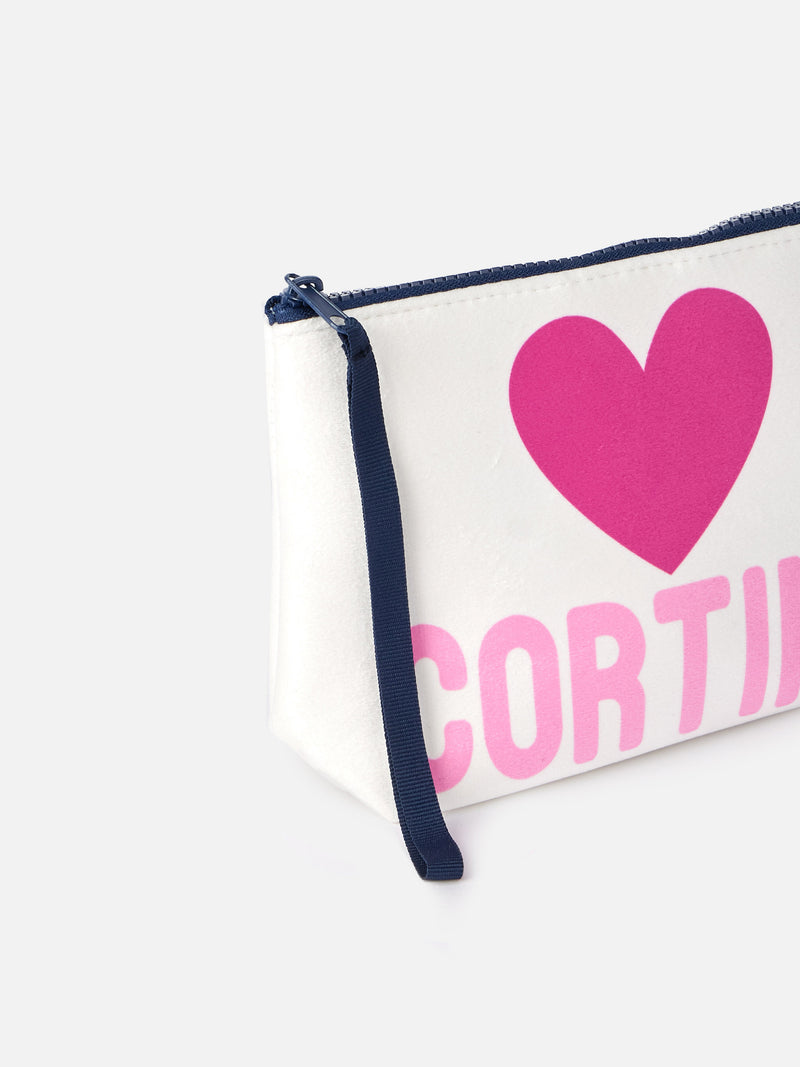 Wollpochette Aline mit Love Cortina-Print