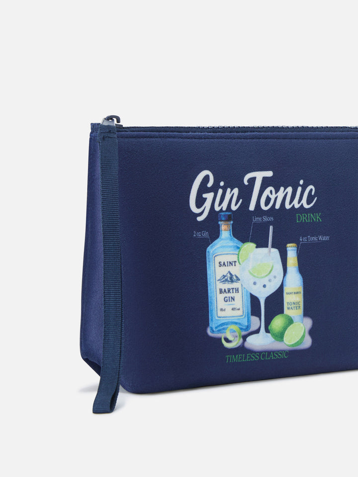 Bleu marine blue Aline pochette avec imprimé Gin Tonic 