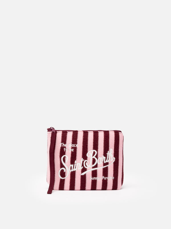 Aline striped embossed terry pochette