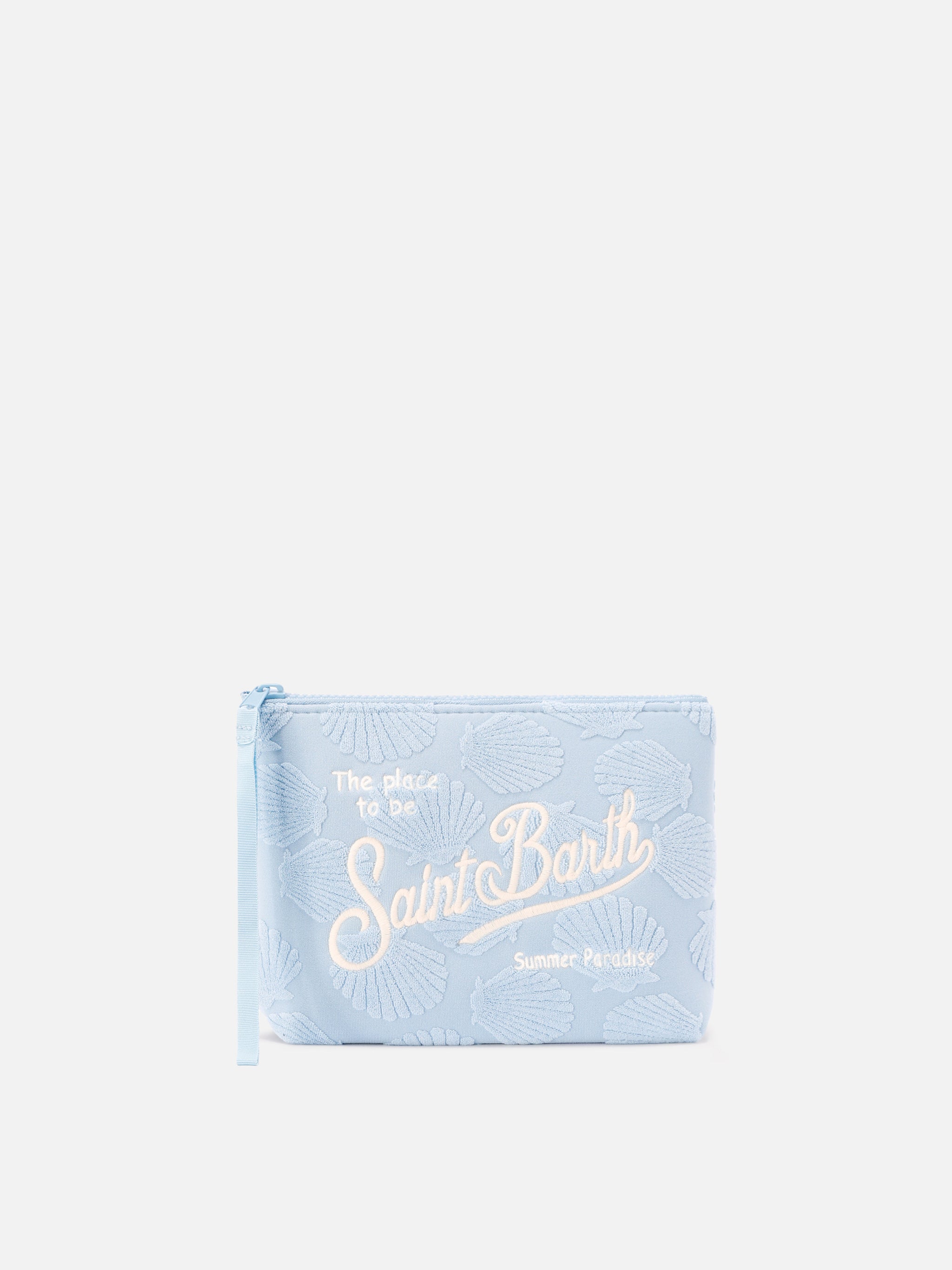 Aline terry-effect pouch with embossed shell pattern – MC2 Saint Barth