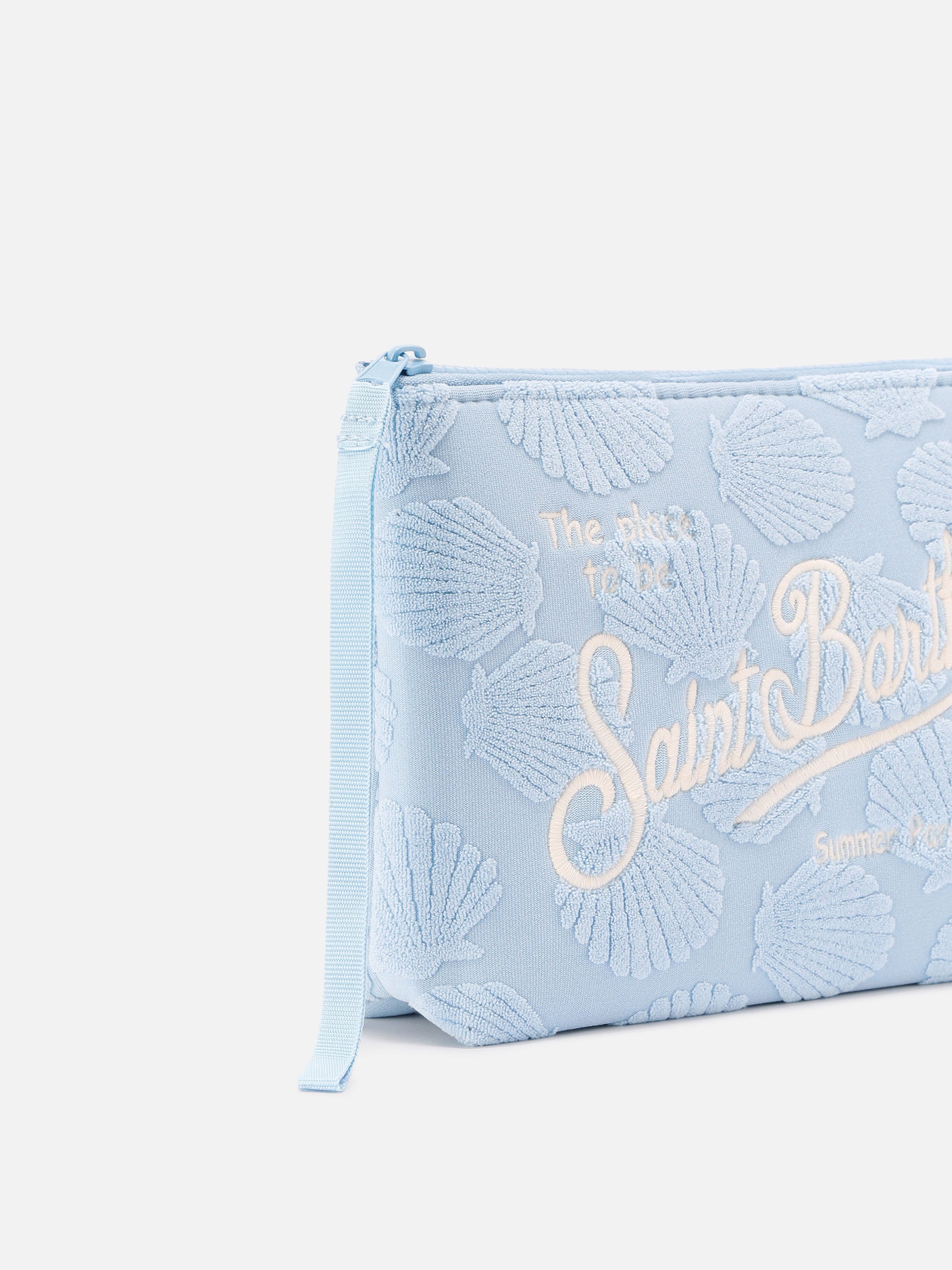 Aline terry-effect pouch with embossed shell pattern – MC2 Saint Barth