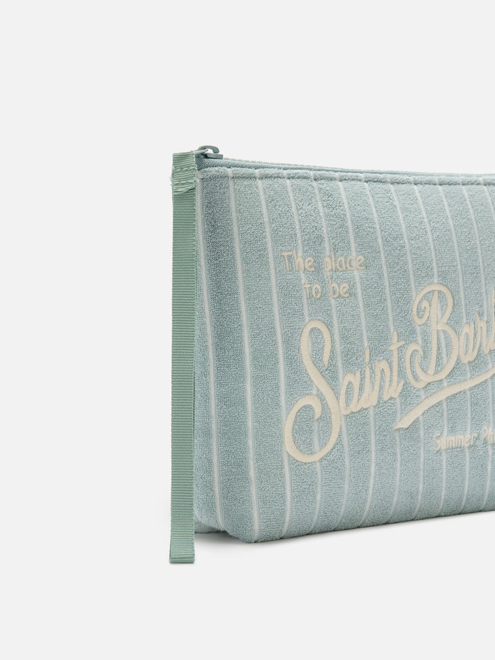 Aline terry-effect pouch with striped embossed pattern