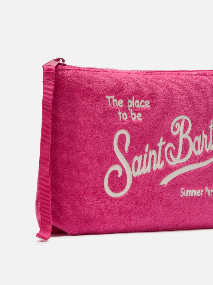 Aline pink terry-effect pouch