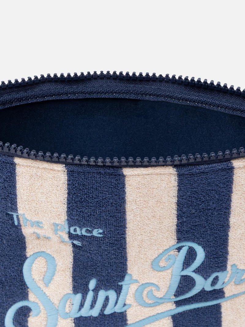 Aline striped embossed terry pochette