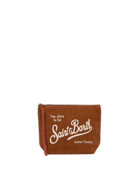 Aline braune Leinen-Pochette