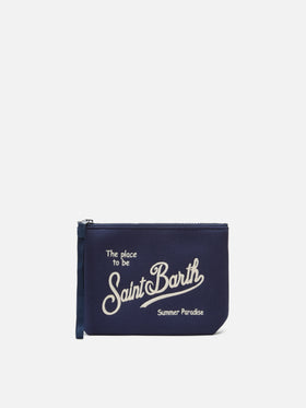 Aline blue pouch with piquet effect