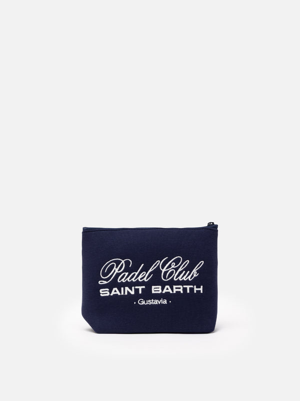 Aline navy blue piquet pochette with Padel Club Saint Barth embroidery