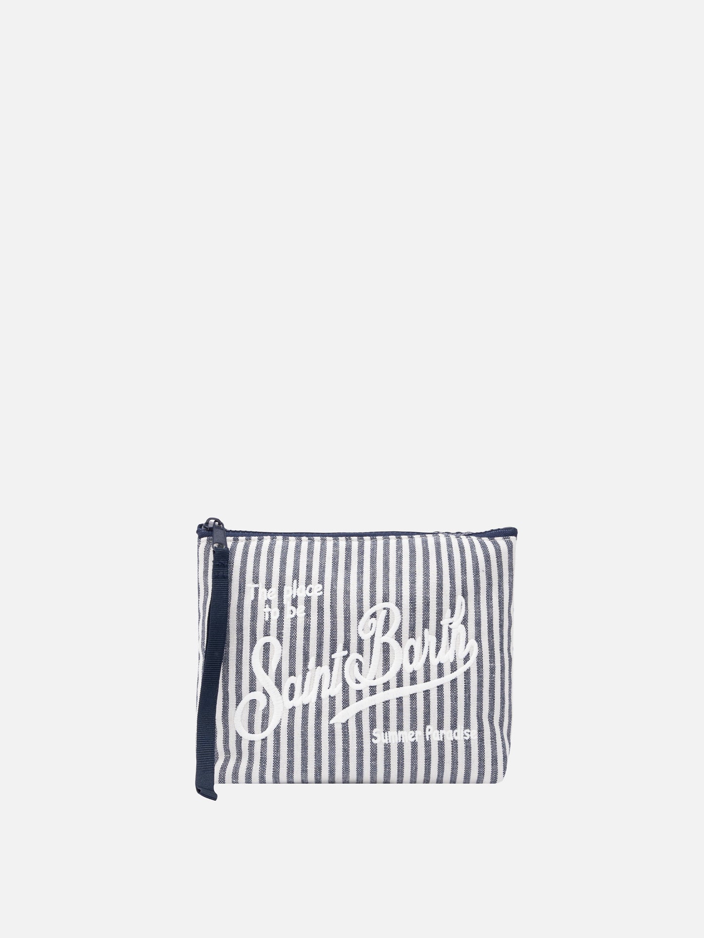 Aline Soft cotton linen pochette with striped print