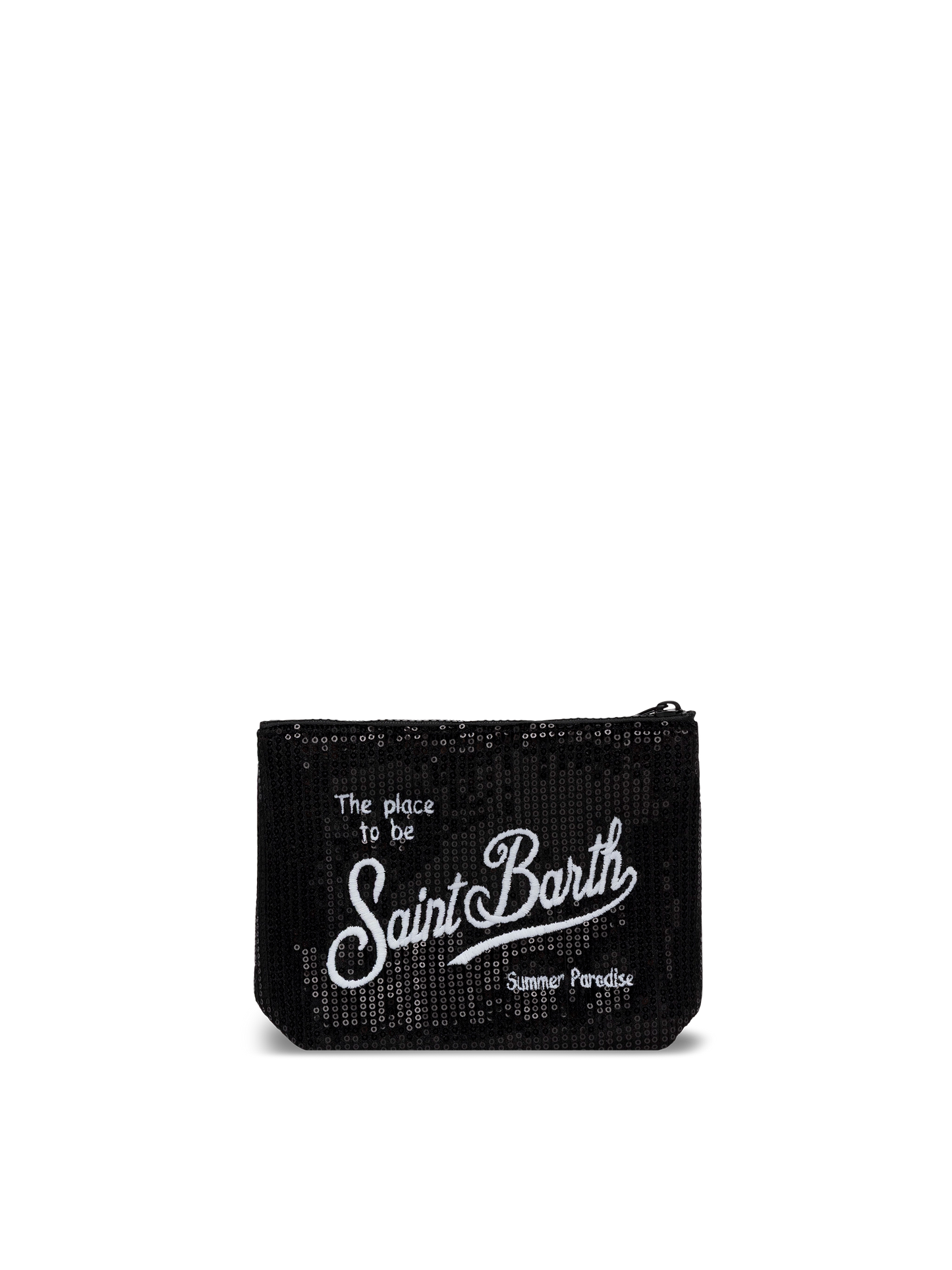 Aline black sequinned pochette with embroidered logo