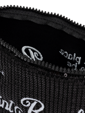 Aline black sequinned pochette with embroidered logo