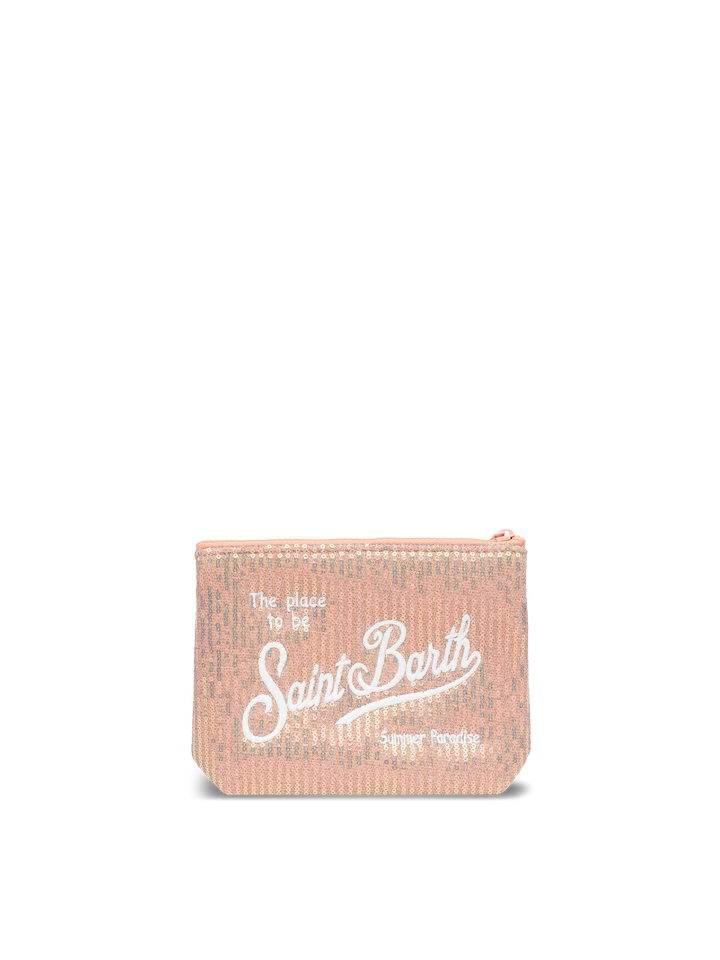 Aline pink sequinned pochette with embroidered logo - MC2 Saint Barth