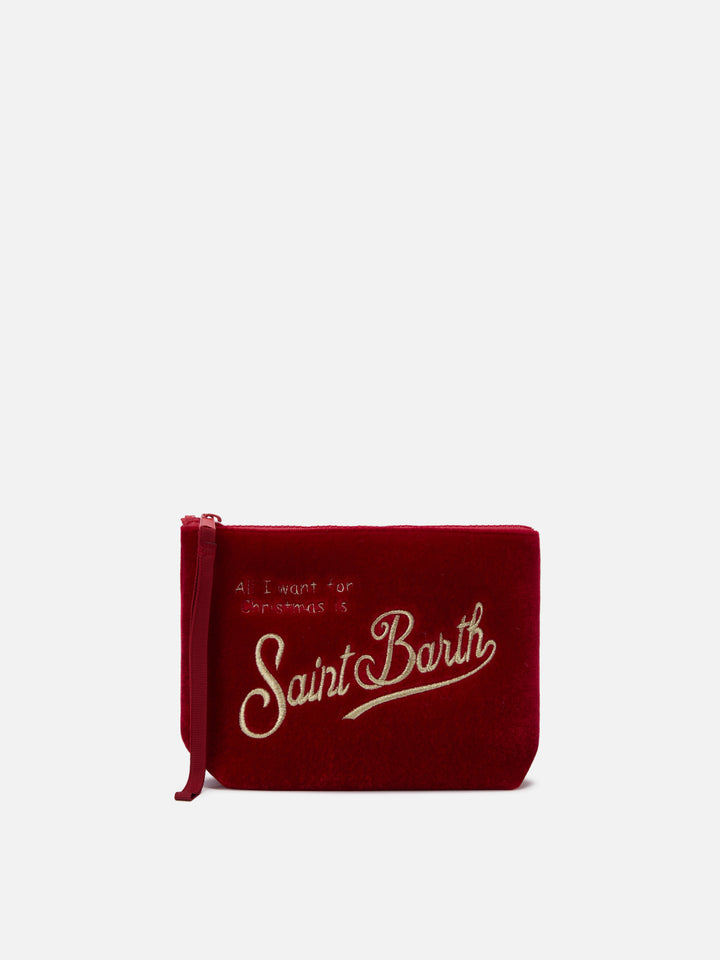 Pochette Aline Velvet in velluto rosso