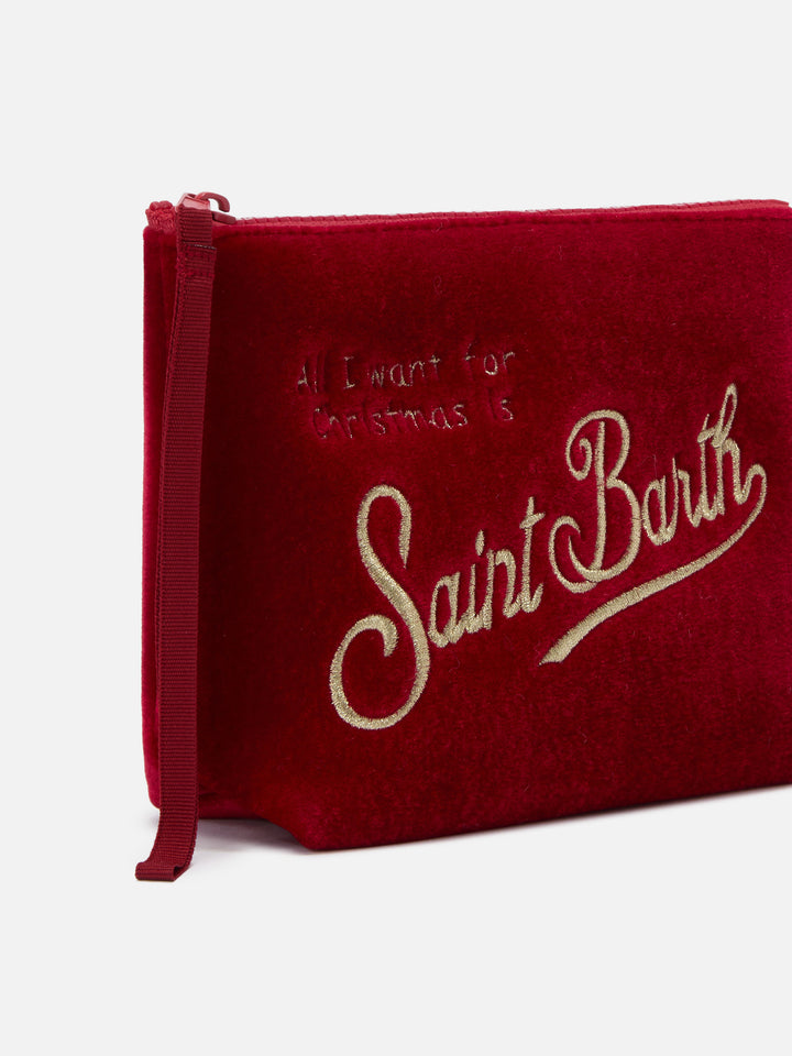 Pochette Aline Velvet in velluto rosso