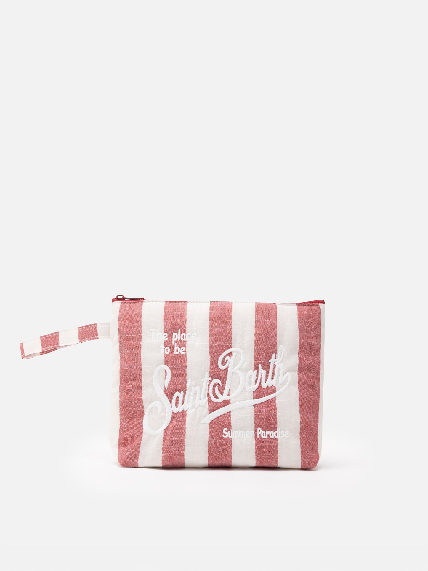 Aline Soft L cotton linen pochette with striped print