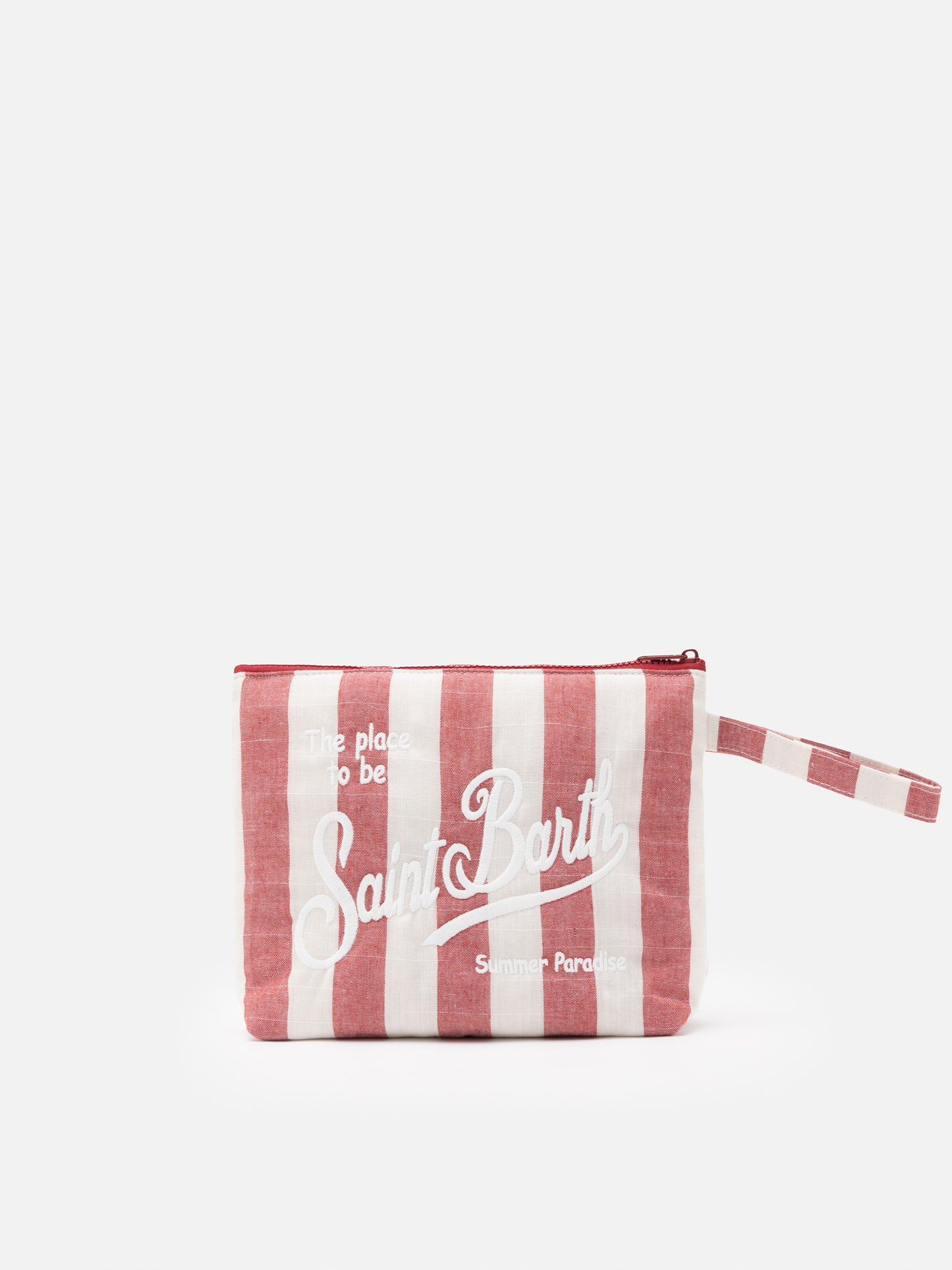 Aline Soft L cotton linen pochette with striped print