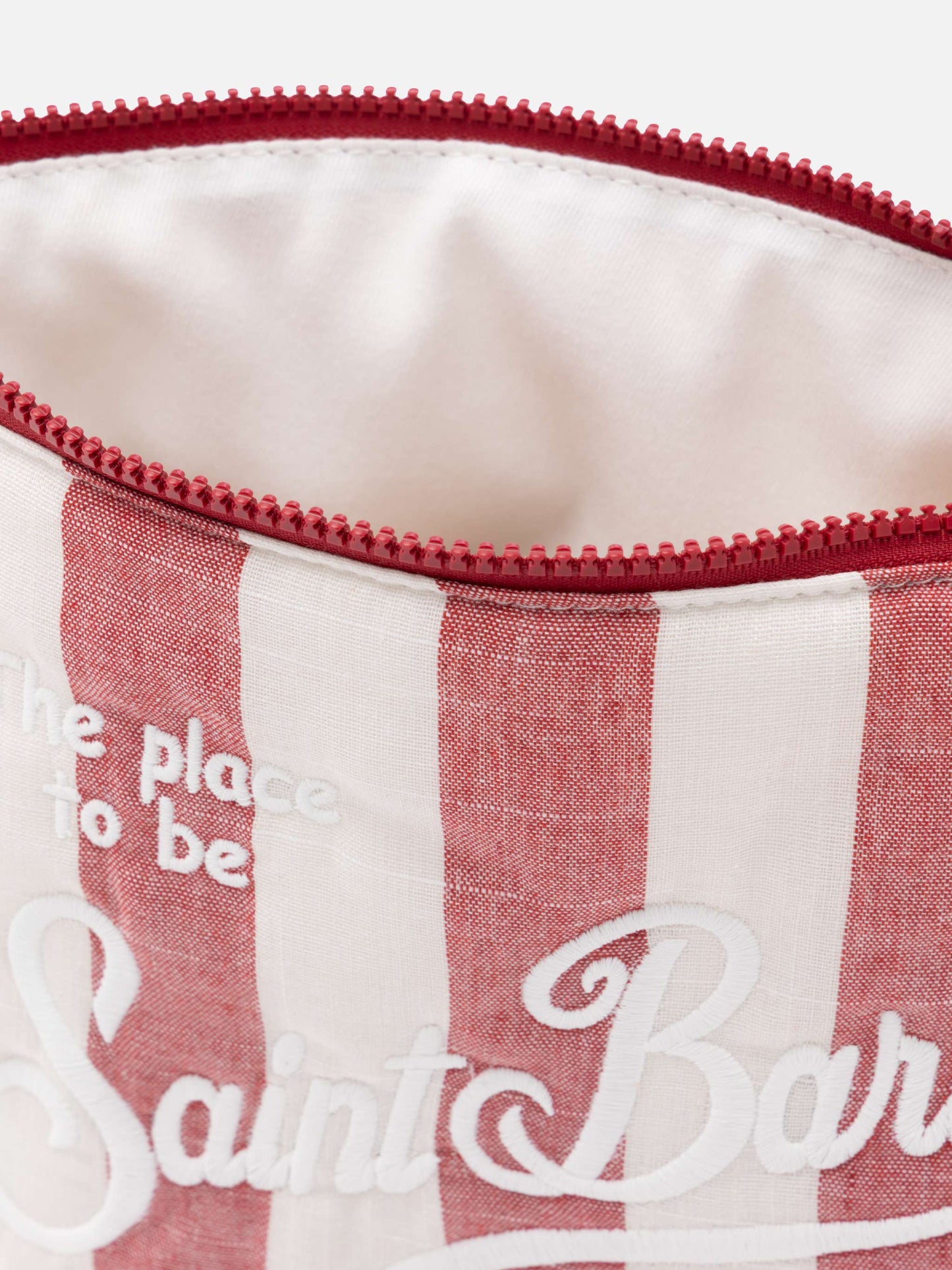 Aline Soft L cotton linen pochette with striped print