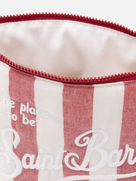 Aline Soft L cotton linen pochette with striped print