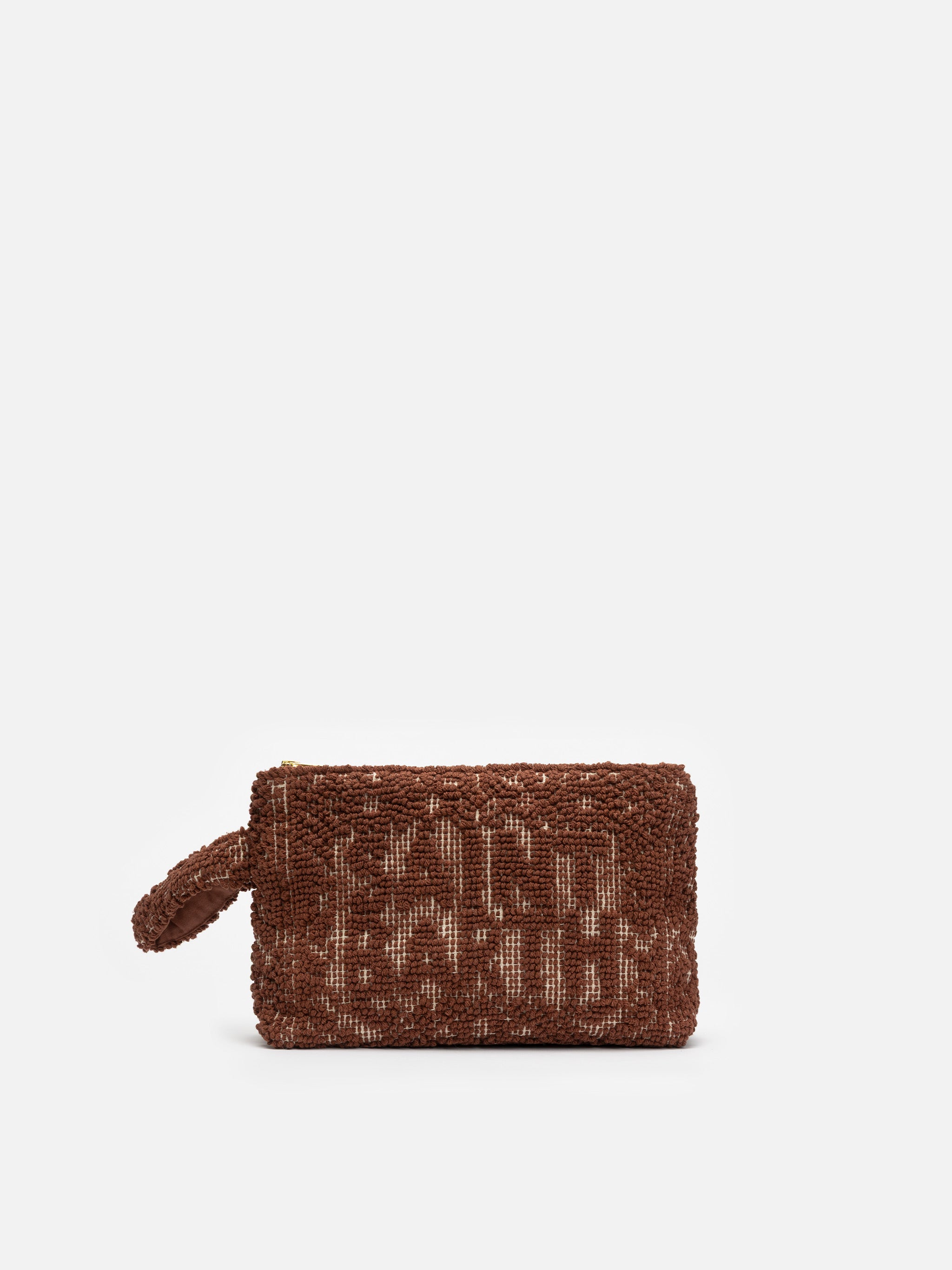 Aline brown cotton pouch with tufting embroidery – MC2 Saint Barth