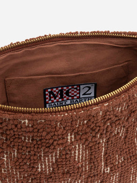 Aline brown cotton pouch with tufting embroidery
