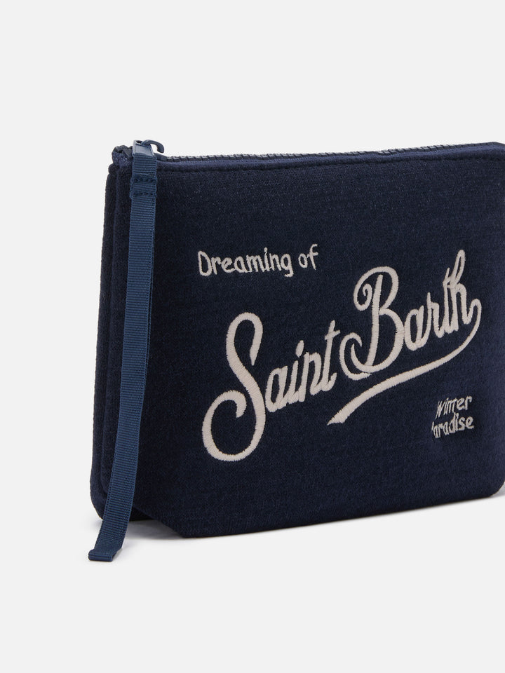 Aline Wool Pouch in blue wool blend