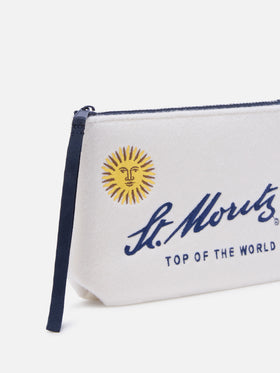 pochette de fieltro color blanco roto con bordado St. Moritz | Special edition 