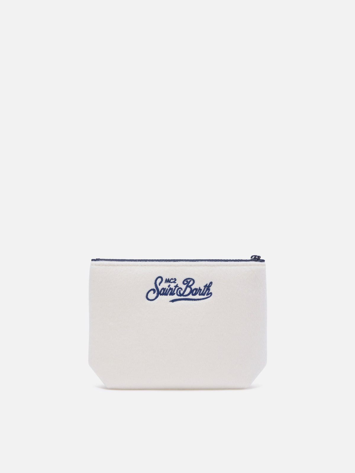pochette de fieltro color blanco roto con bordado St. Moritz | Special edition 