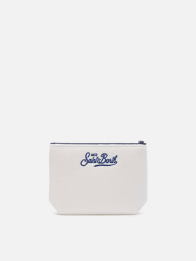 pochette de fieltro color blanco roto con bordado St. Moritz | Special edition 