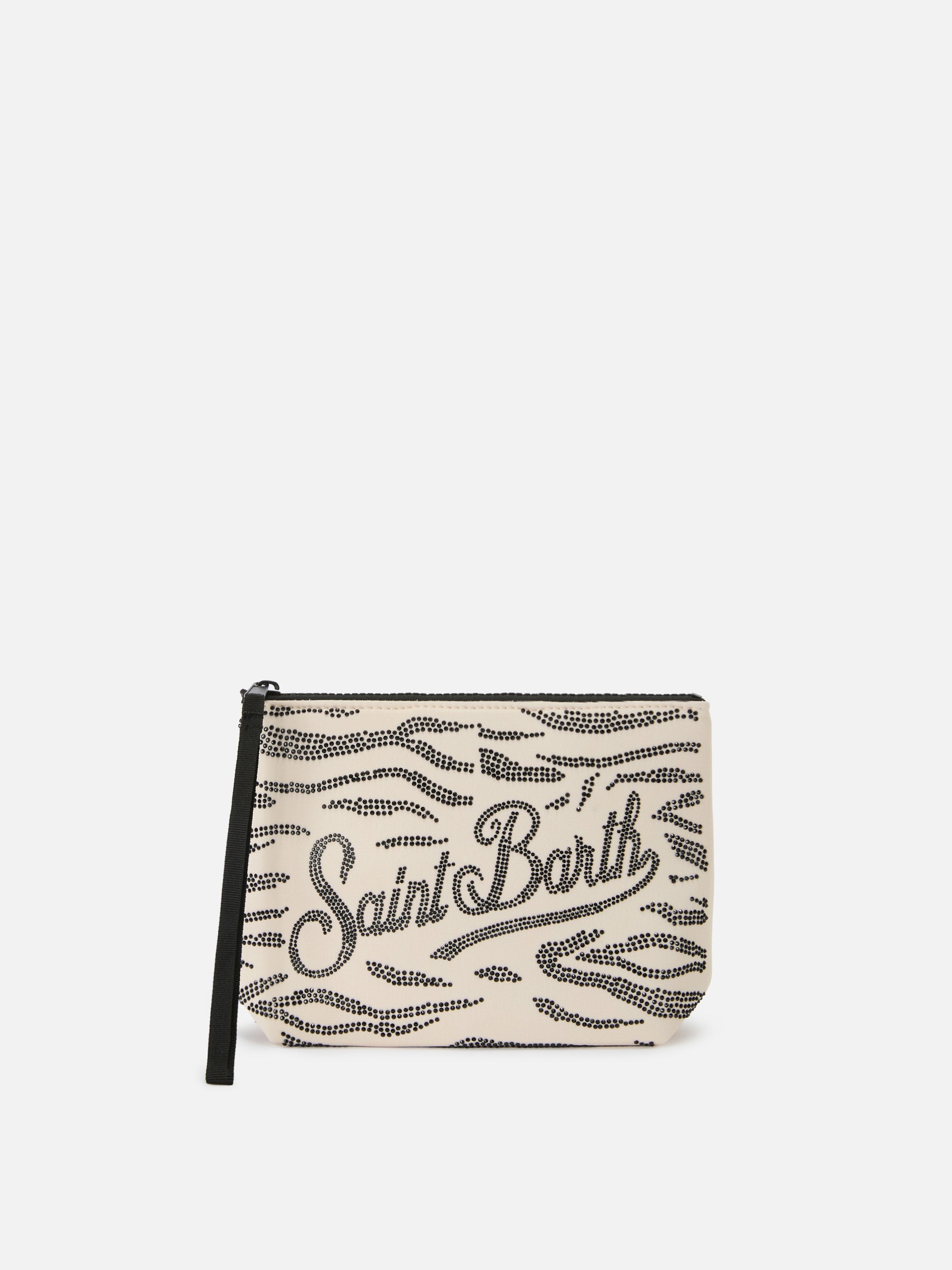 Aline scuba pouch with zebra print and applied rhinestones – MC2