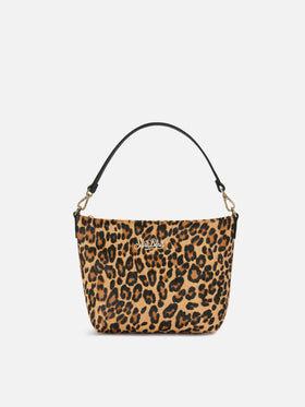Borsa Aline in cavallino leopardato con placchetta logo