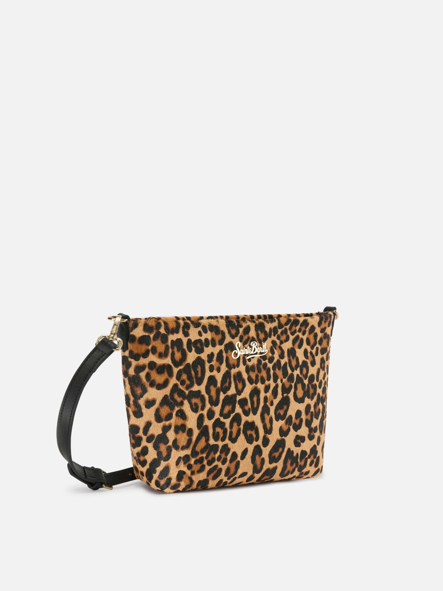 Borsa Aline in cavallino leopardato con placchetta logo