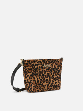 Aline bag in leopard print pony hair with metal logo plaque