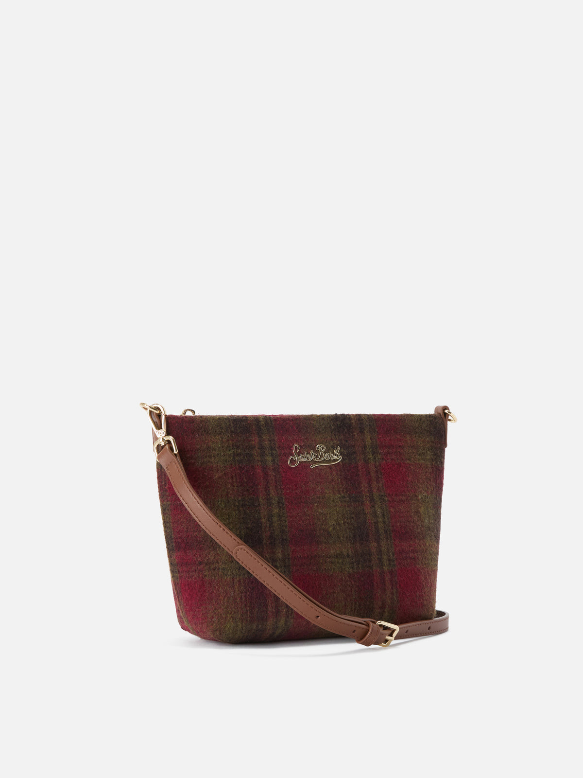 Bolso de hombro Aline con motivo tartán y asas de piel 