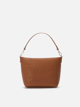 Borsa a spalla Aline Bag in pelle martellata cuoio