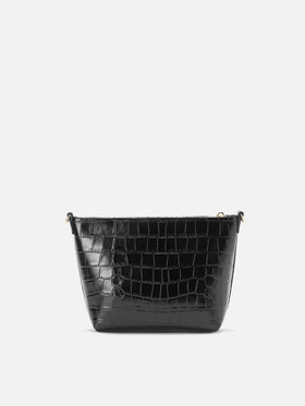 Borsa a spalla Aline Bag in pelle stampa cocco nera