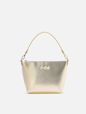 Aline Shoulder Bag in gold laminated leather