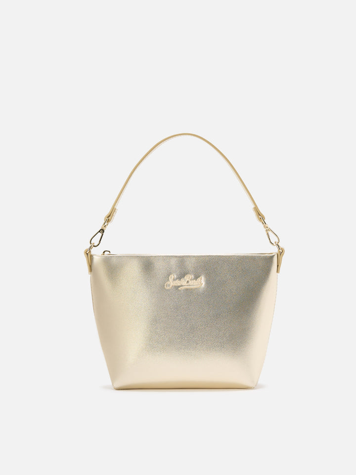 Aline Shoulder Bag in gold laminated leather