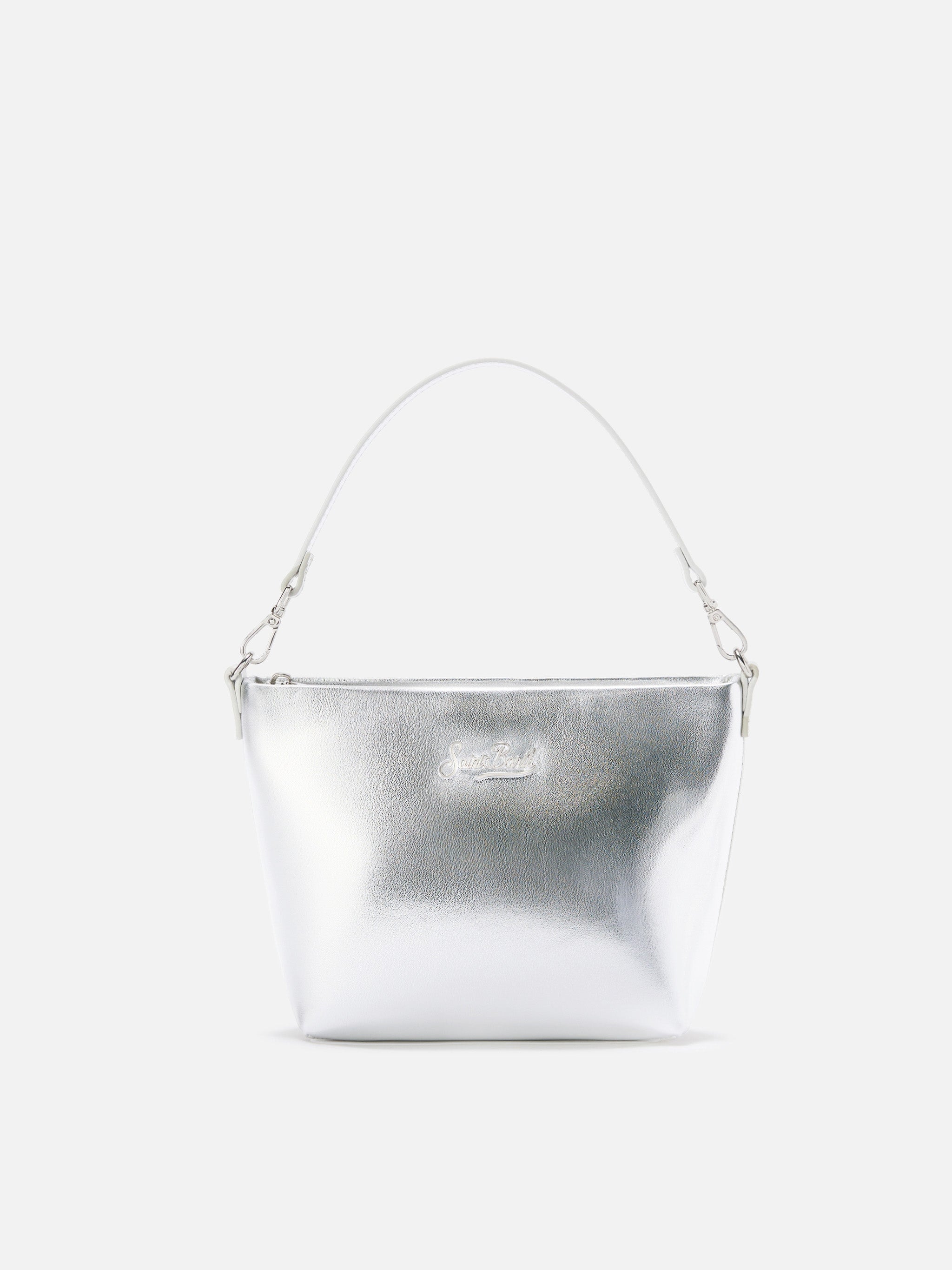 Wallet shoulder bag／ミニポーチ付／silver Aline Shoulder Bag in silver laminated leather – MC2 Saint Barth
