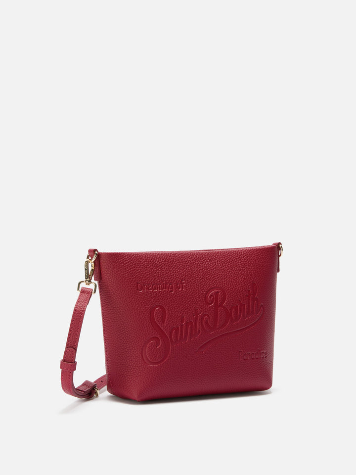 Borsa a spalla Aline Bag in pelle martellata bordeaux