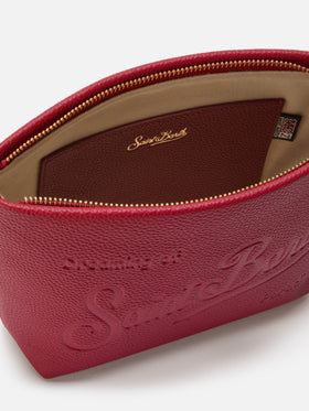 Borsa a spalla Aline Bag in pelle martellata bordeaux