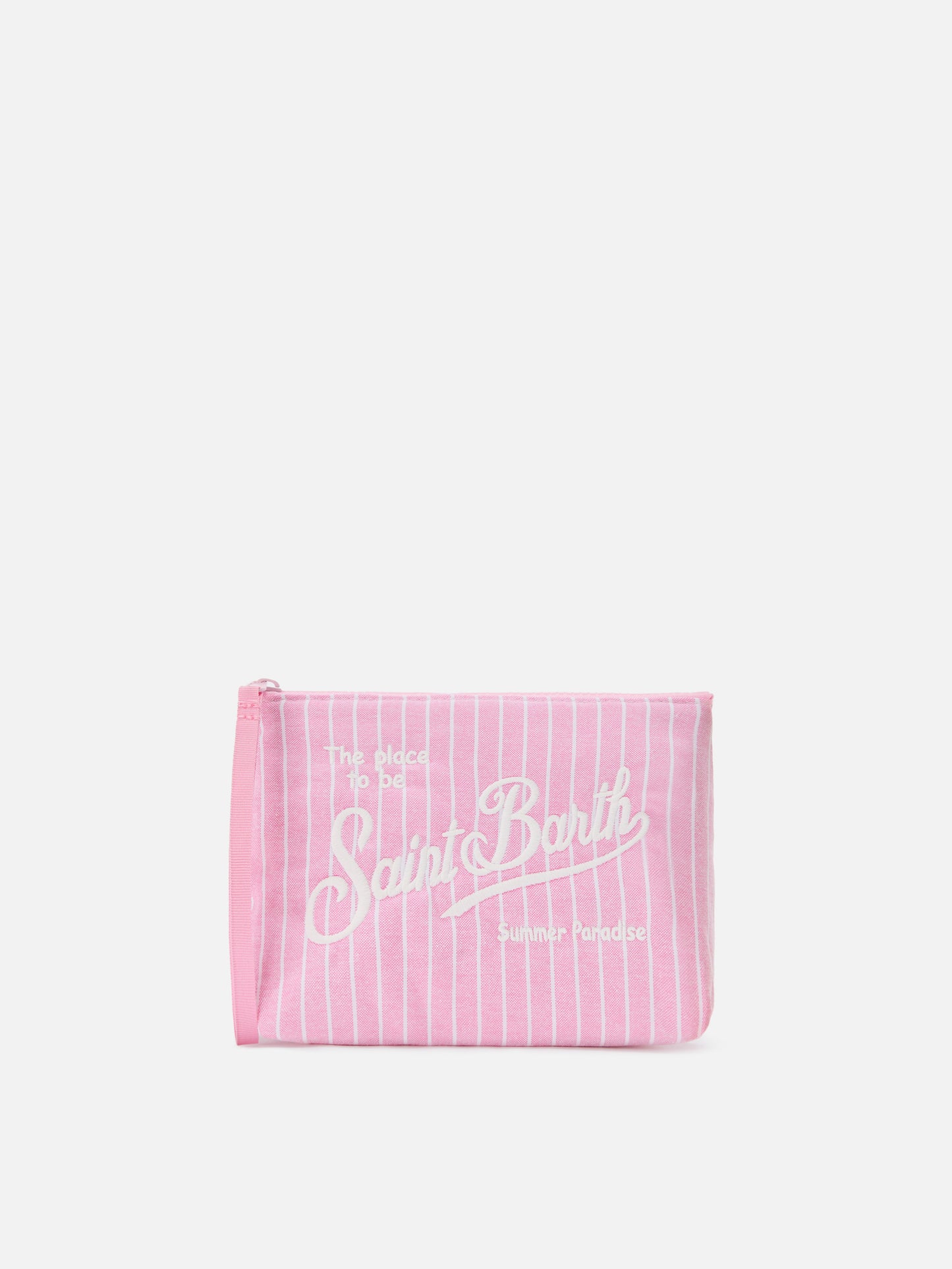 Pochette Aline in cotone rosa a righe